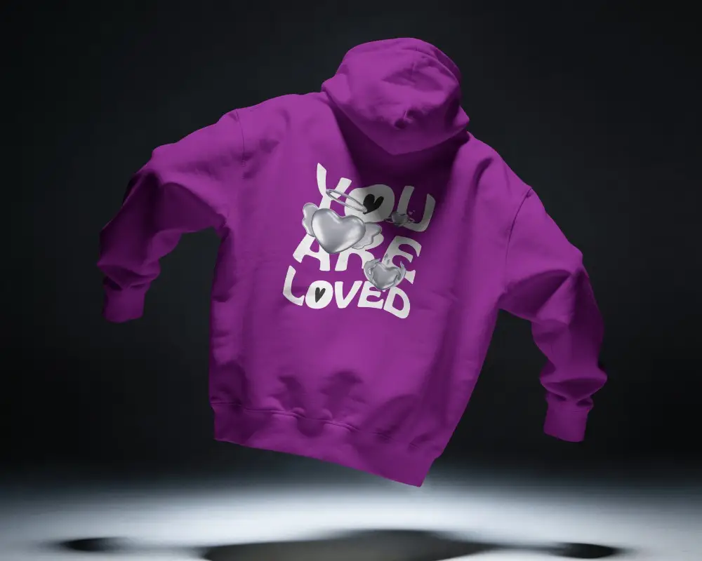 Floating Hoodie Mockup Back View Oversized Floating Suspended In Dark Studio Spotlight