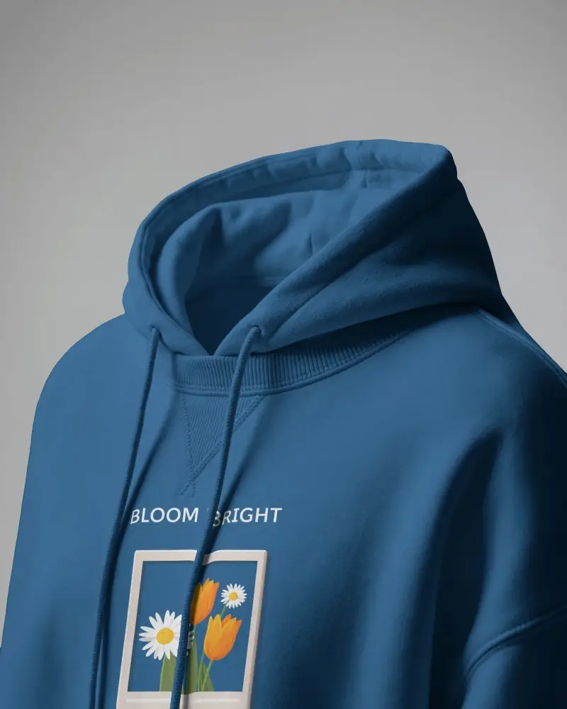 Hoodie Mockup Close Up Hood And Drawstring Detail With Soft Gray Studio Lighting