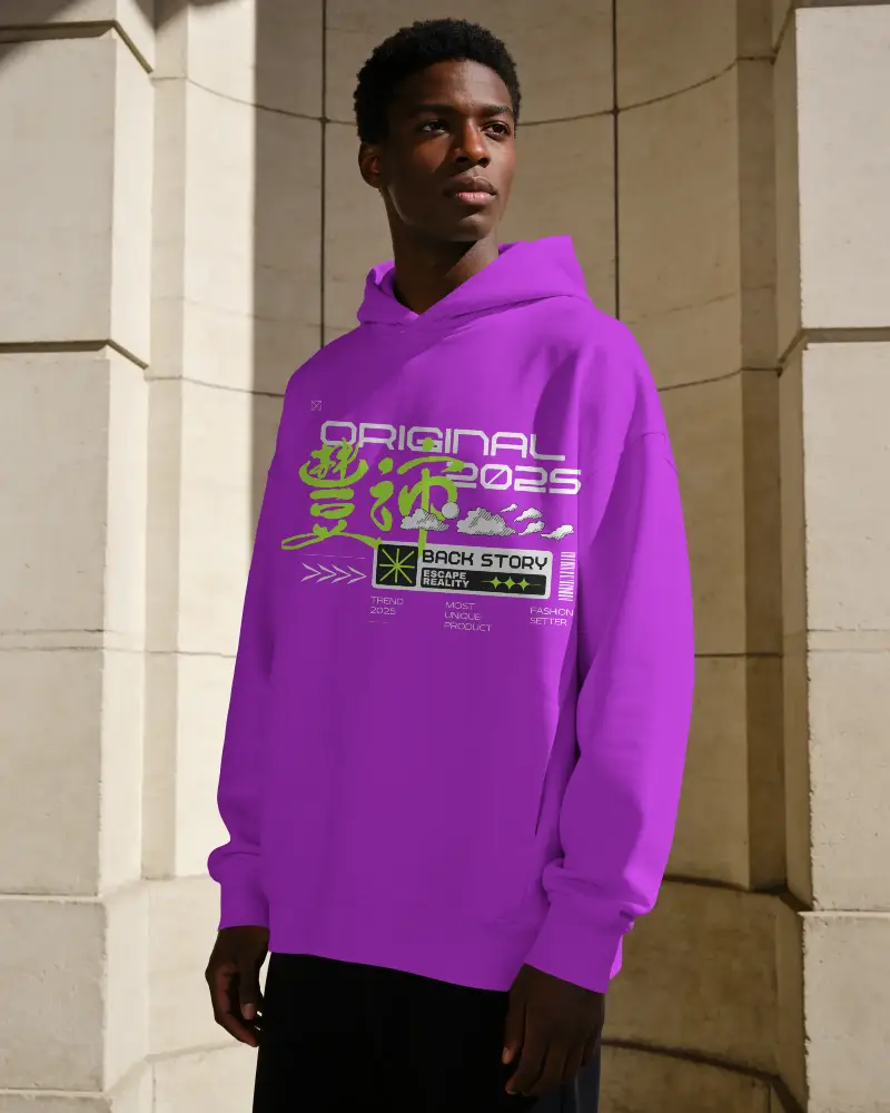 Urban Streetwear Oversized Hoodie Mockup For Men Simple Clean Fashion Style