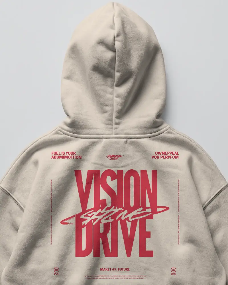 Soft Brushed Heavyweight Hoodie Mockup Backview With Stitched Hood And Relaxed Fit Design
