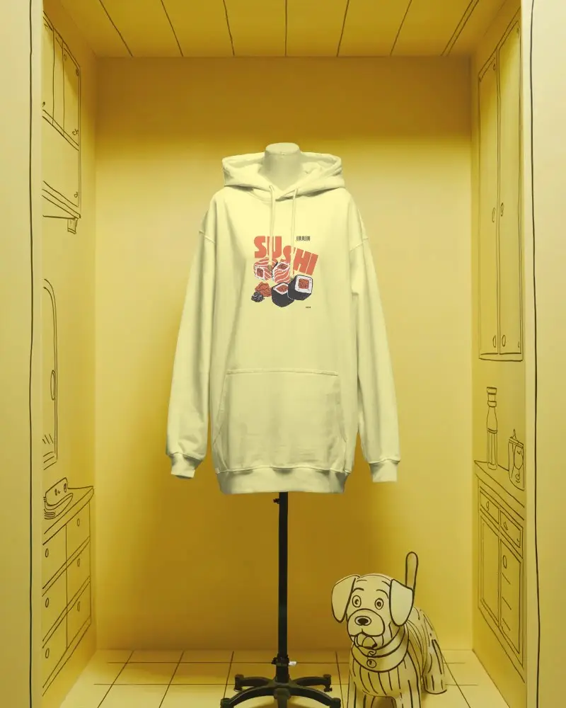 Cozy Loose Fit Hoodie Mockup With Drawstring Pullover And Front Pocket For Casual Wear