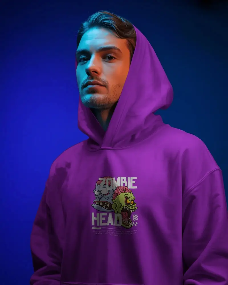 Urban Streetwear Mens Hoodie Mockup With Hood Up Minimalist Modern Apparel Design