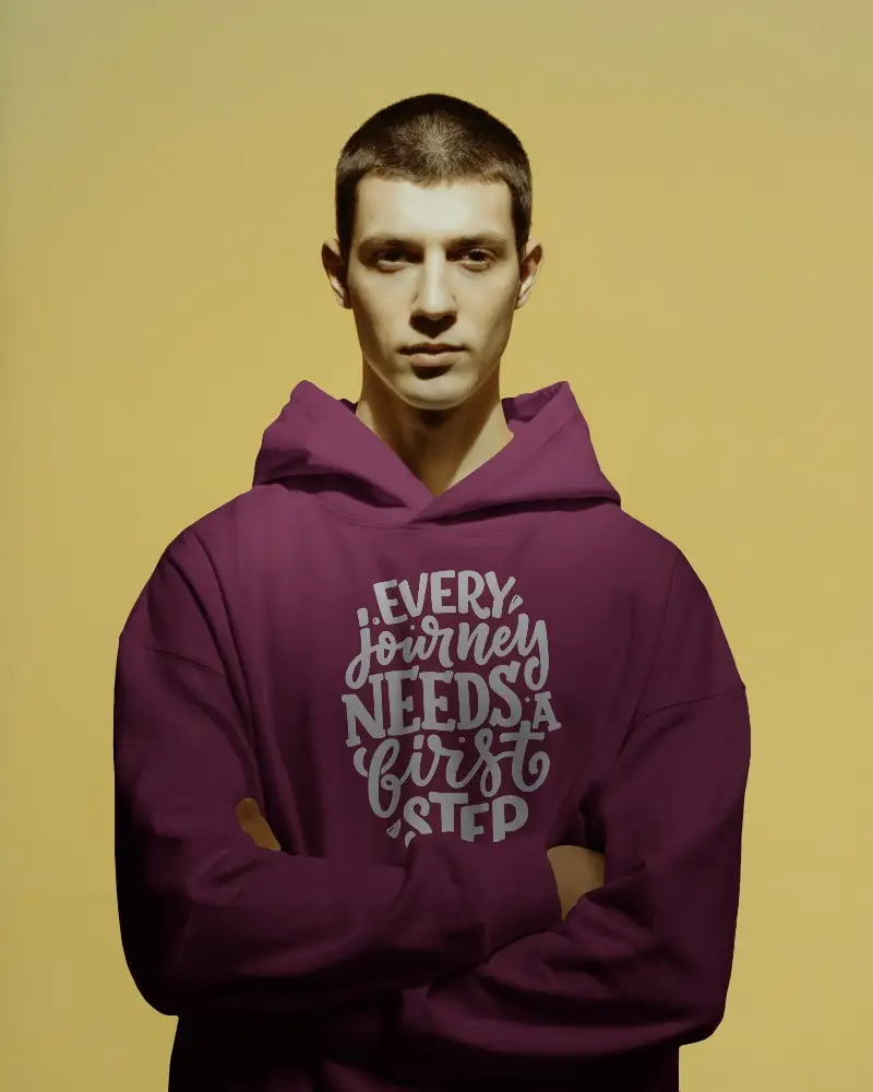 Casual Apparel Presentation Featuring A Male Model With A Hoodie Mockup For Dynamic Branding