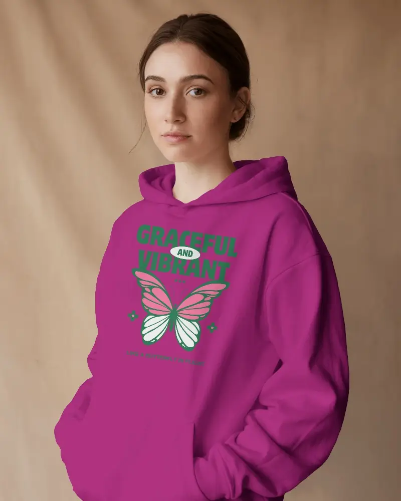 Front Facing White Hoodie On Woman Mockup Template