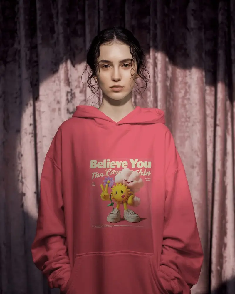 Minimalist Fashionable Women Hoodie Mockup With Relaxed Fit And Essential Hood For Everyday Wear