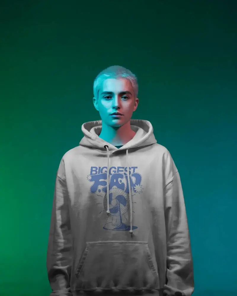 Trendy Minimalist Hoodie Mockup With Large Front Pocket Drawstrings And Relaxed Silhouette