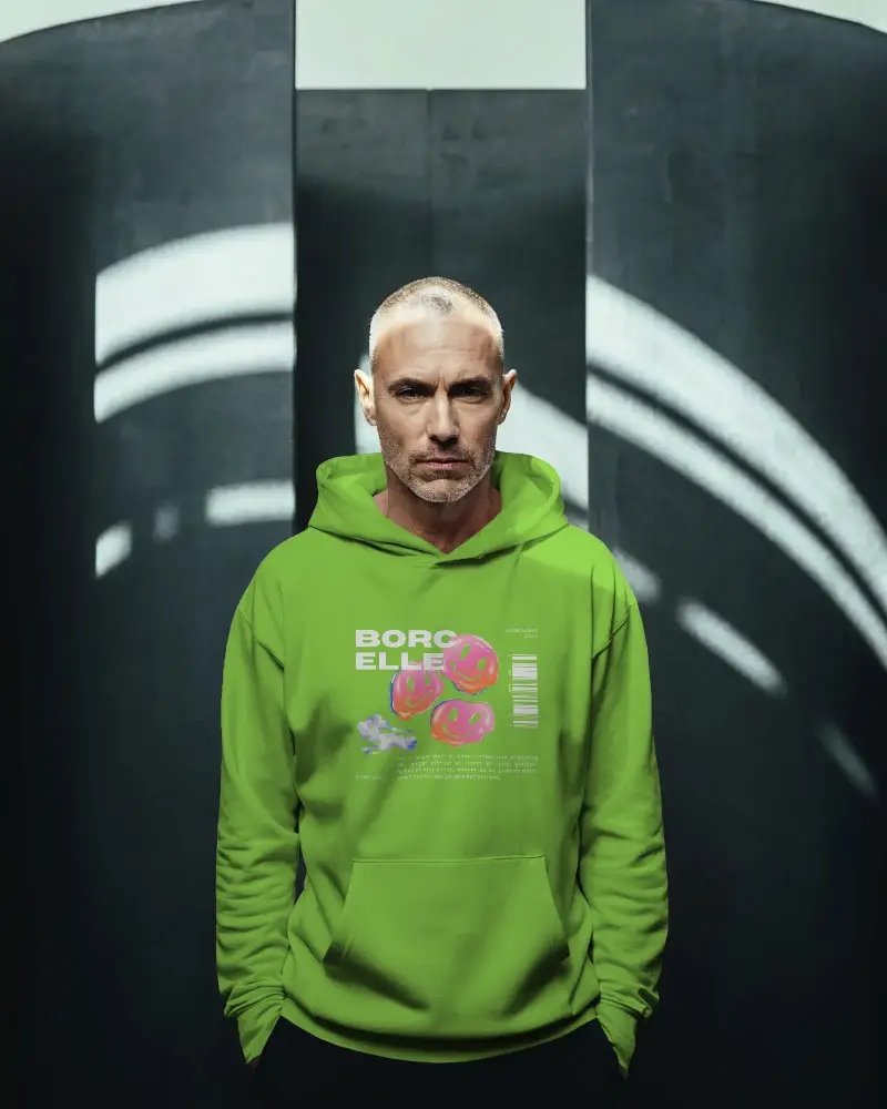 Urban Streetwear Men Hoodie Mockup With Pocket Comfortable Casual Fit Template