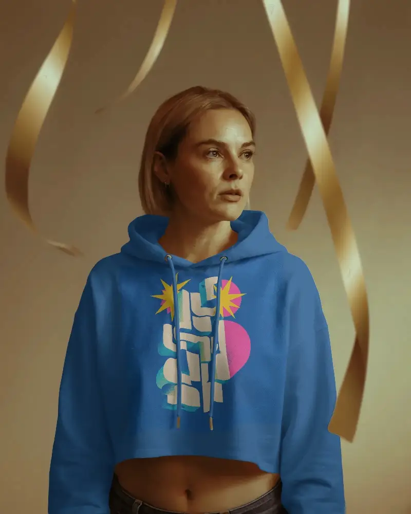 Comfortable Cropped Hoodie Mockup With Drawstring Hood For Casual Everyday Wear And Street Style