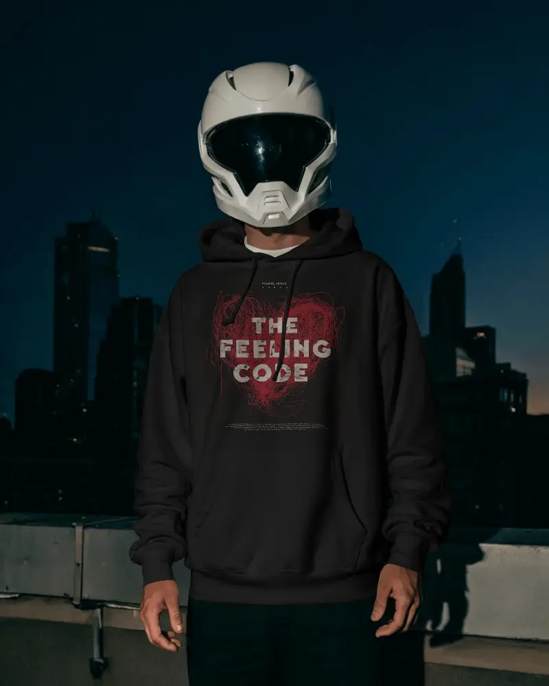 Night Bold Urban Hoodie Mockup Rooftop Setting Stylish Modern Brand Presentation Atmosphere