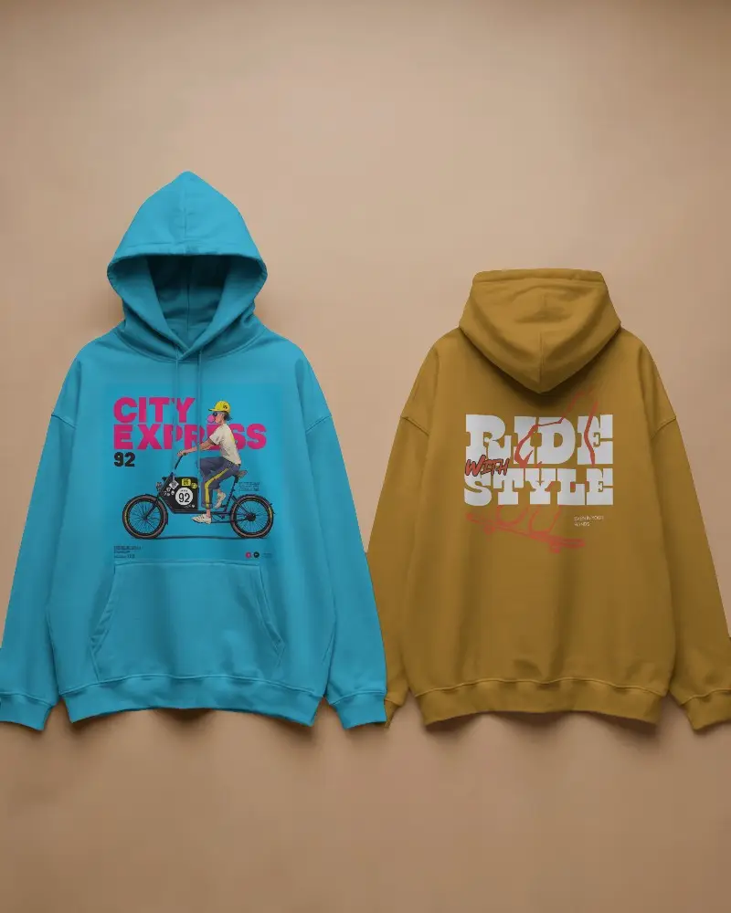 Premium Hoodie Mockup Front And Back View For Custom Apparel Design Showcase