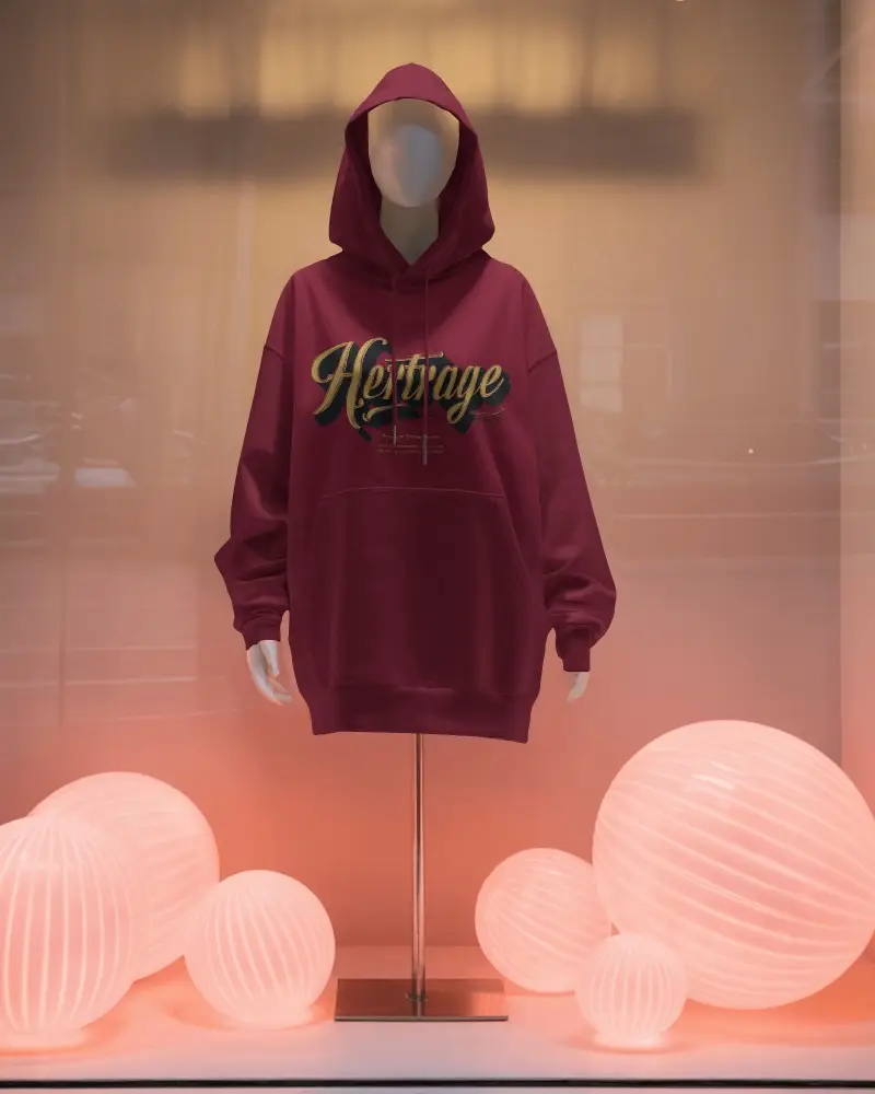 Long Sleeve Hoodie Mockup On Mannequin For Winter Wear And Sporty Urban Outfits Online
