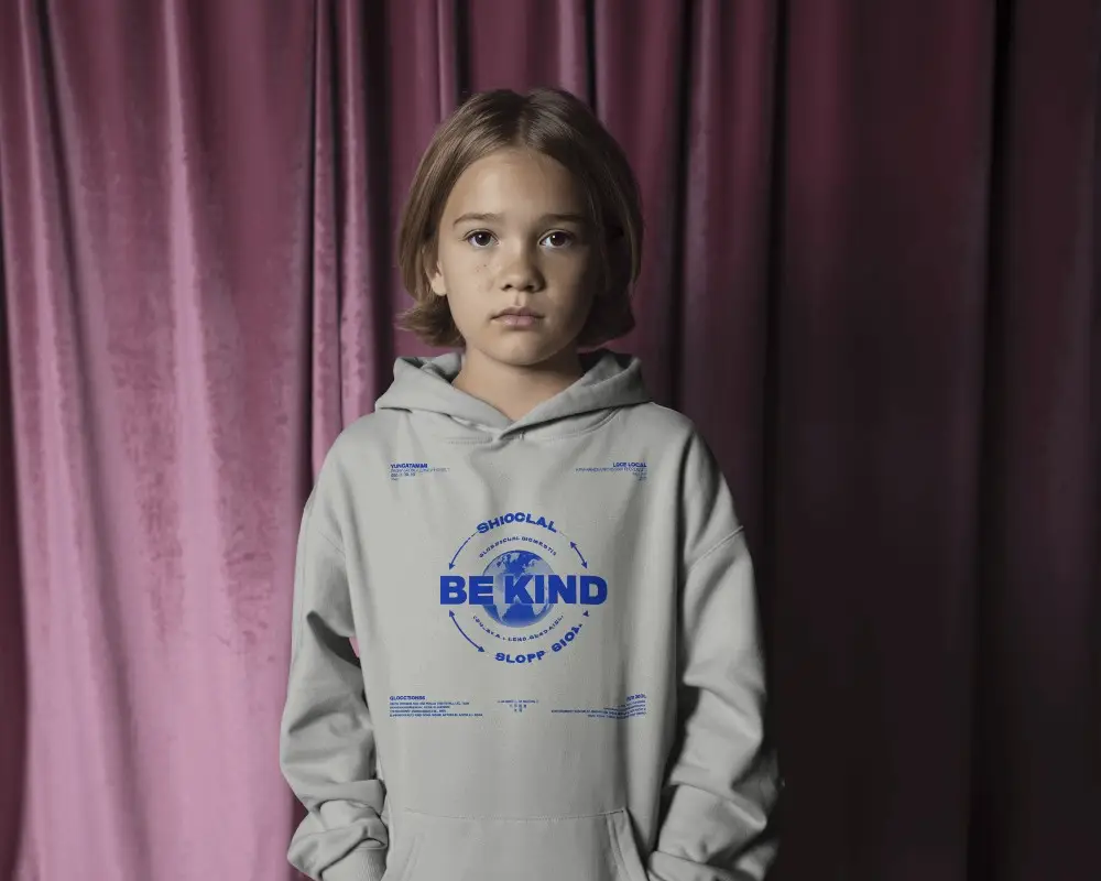 Premium Quality Children Hoodie Mockup With Relaxed Fit Fashionable Casual Style For Outdoor Play