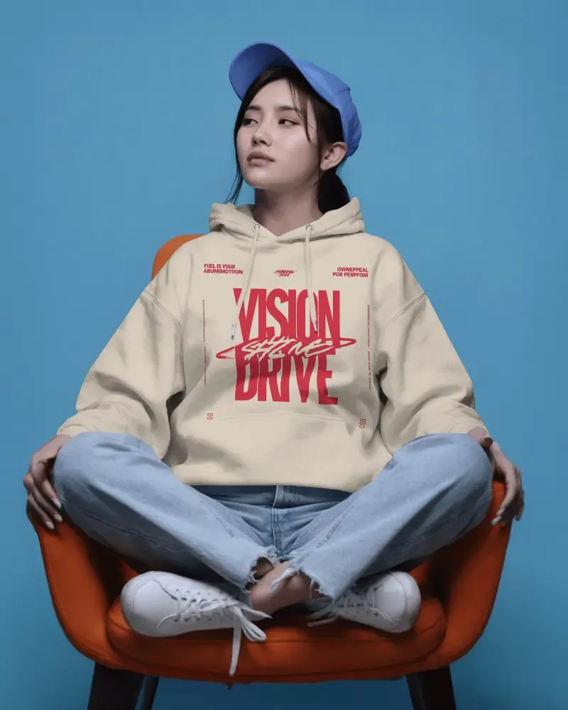 Relaxed Minimal Street Comfort Hoodie Mockup With Calm Blue Studio Aesthetic