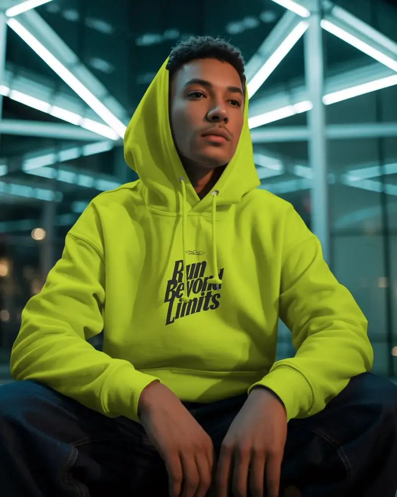 Stylish Relaxed Fit Hoodie Apparel Mockup With Contemporary Glowing Lighting