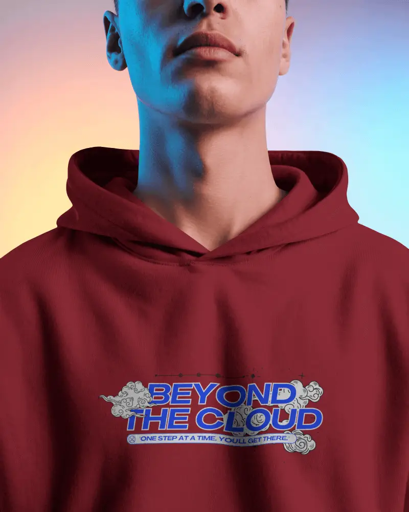 Closeup Hoodie Mockup Male Model Colored Gel Lighting Clean Details