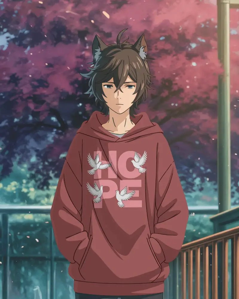 Soft Casual Anime Hoodie Mockup Design Perfect For Everyday Outdoor Wear With A Modern Loose