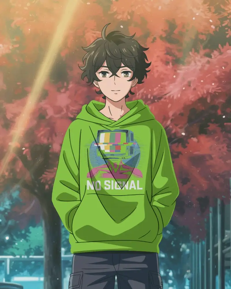 Versatile Stylish Anime Hoodie Mockup With Relaxed Fit Design Ideal For Chilly Days And Layering