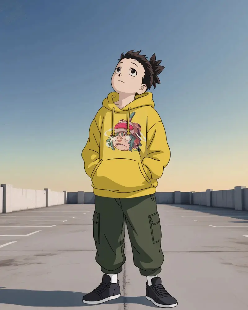 Stylish Blank Anime Hoodie Mockup With Pullover Design For Fashion Brands And Online Stores