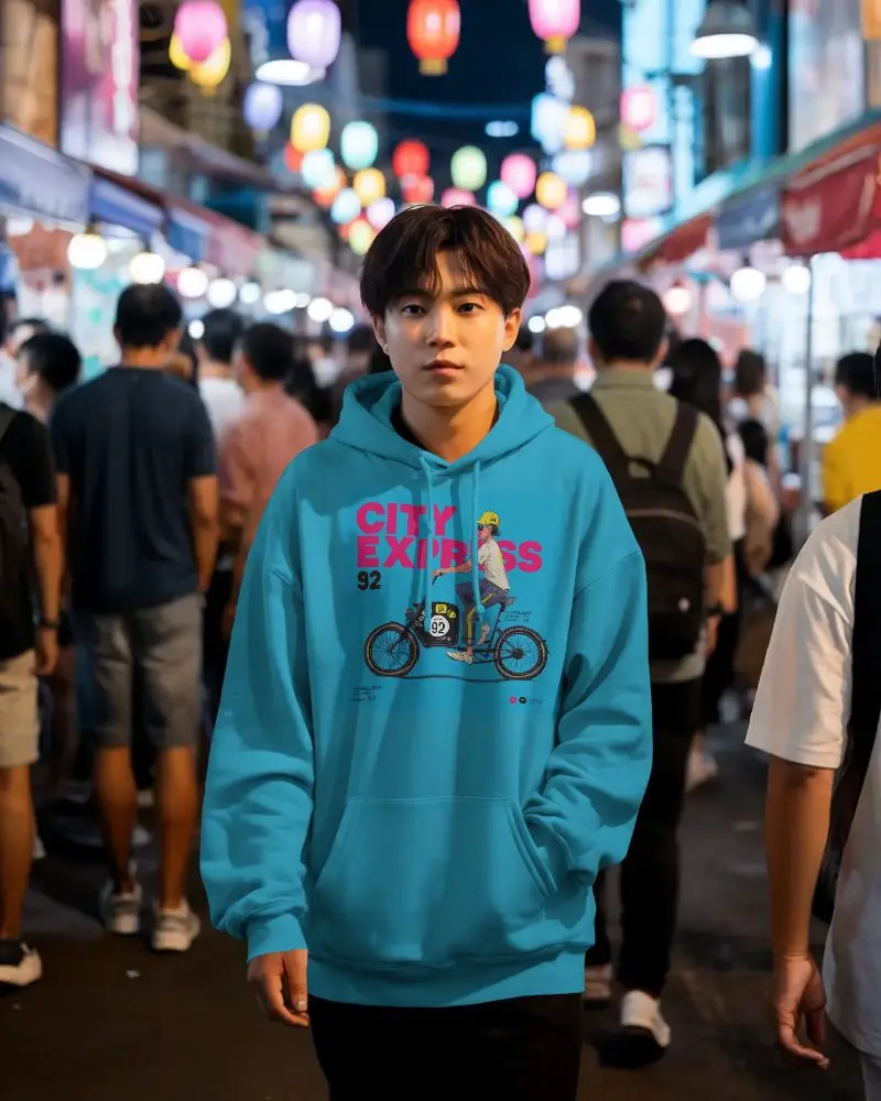 Lightweight Unisex Hoodie Mockup With Front Pocket Ideal For Layering In Urban Settings