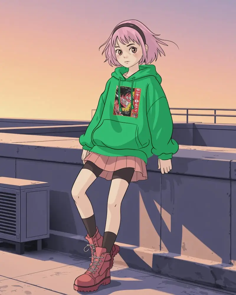 Urban Streetwear Oversized Anime Hoodie Mockup Comfortable Casual Fashion Trendy Youth Style