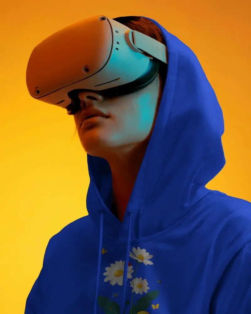 Futuristic Virtual Reality Hoodie Mockup For Techwear And Digital Fashion Innovators