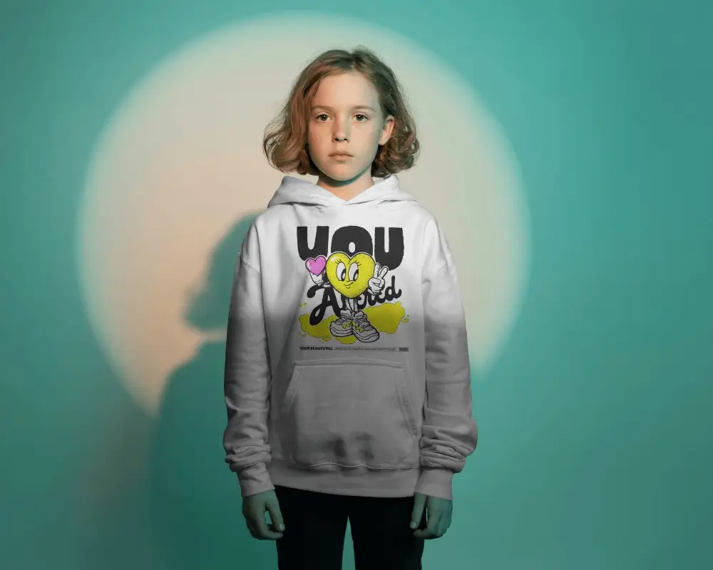 Youth Comfort Style Hoodie Mockup With Large Front Pouch Pocket Unisex Casual Wear Apparel