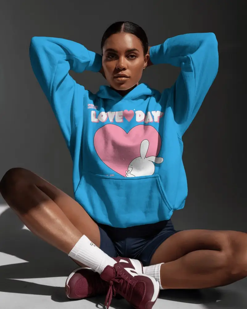 Urban Casual Wear Hoodie Mockup Sporty Women Posing Studio Lighting Fashion