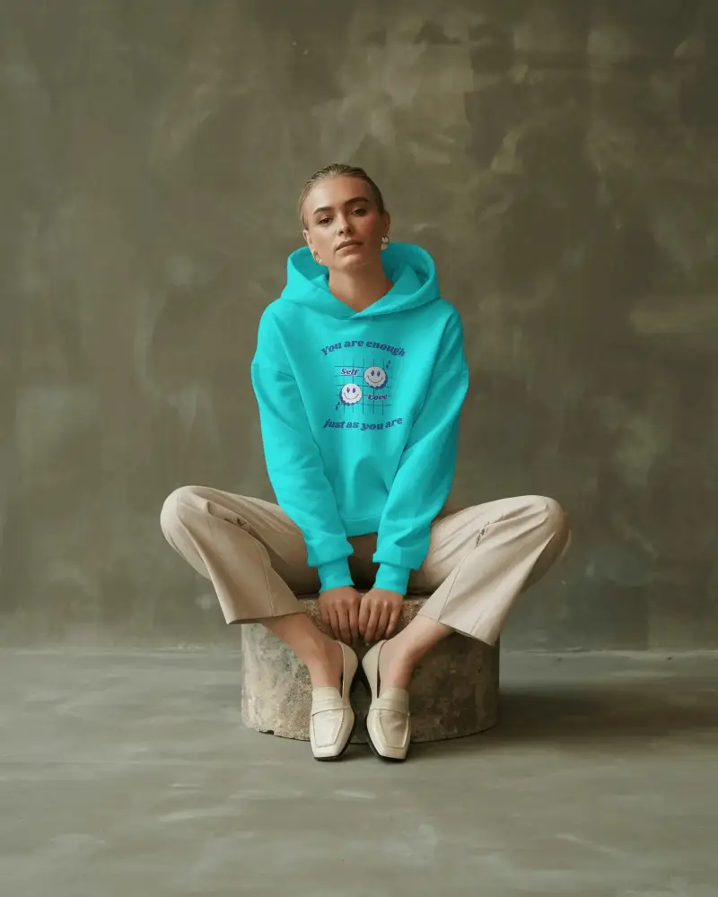 Trendy Apparel Hoodie Mockup For Fashion Brands Featuring Woman In Casual Chic Outfit