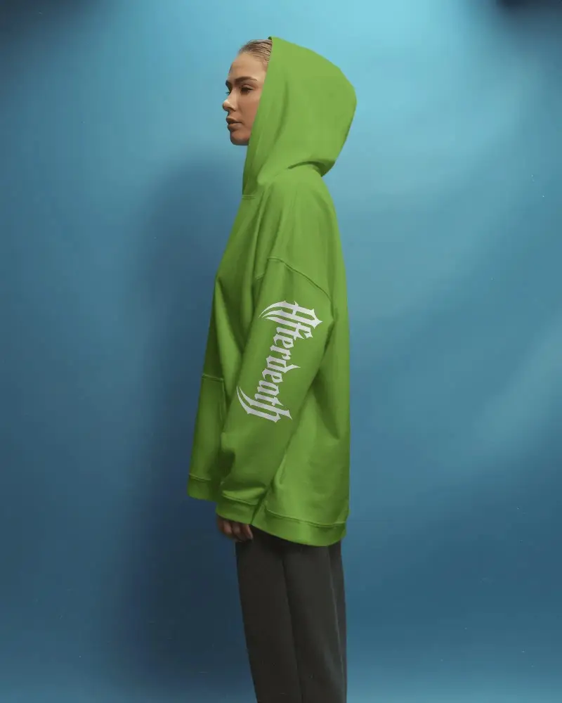 Trendy Relaxed Fit Hoodie Mockup On Female Model For Modern Apparel Showcase