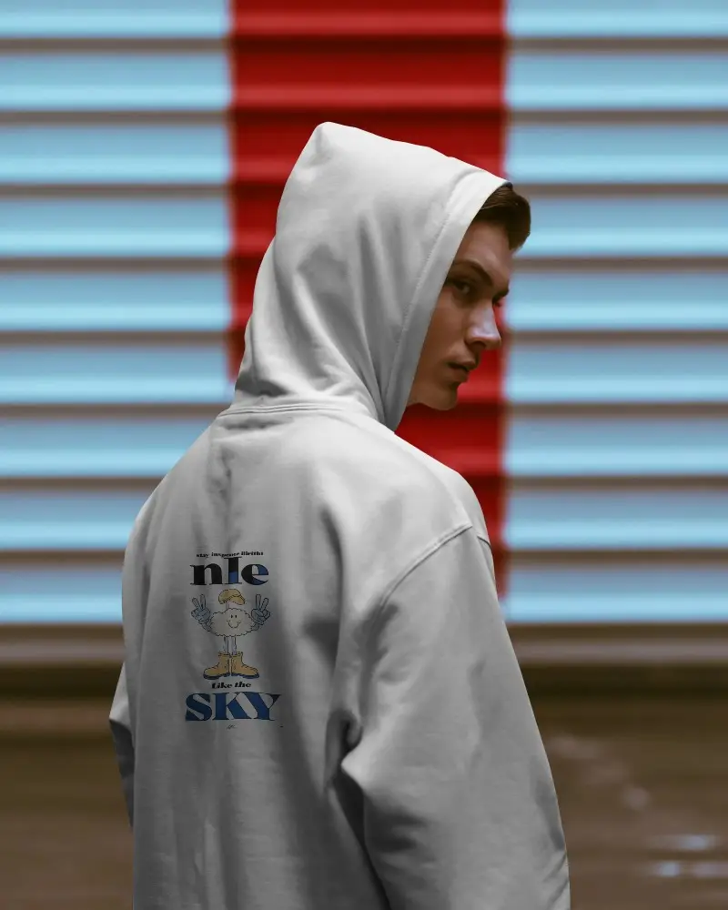 Urban Streetwear Hoodie Mockup Front And Back View With Hood Up For Fashion Brands