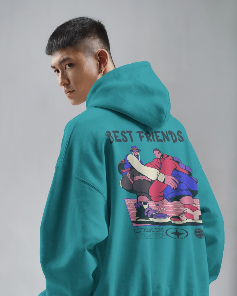 Retro Modern Hoodie Mockup Graphic Best Friends Theme With Vibrant Colors