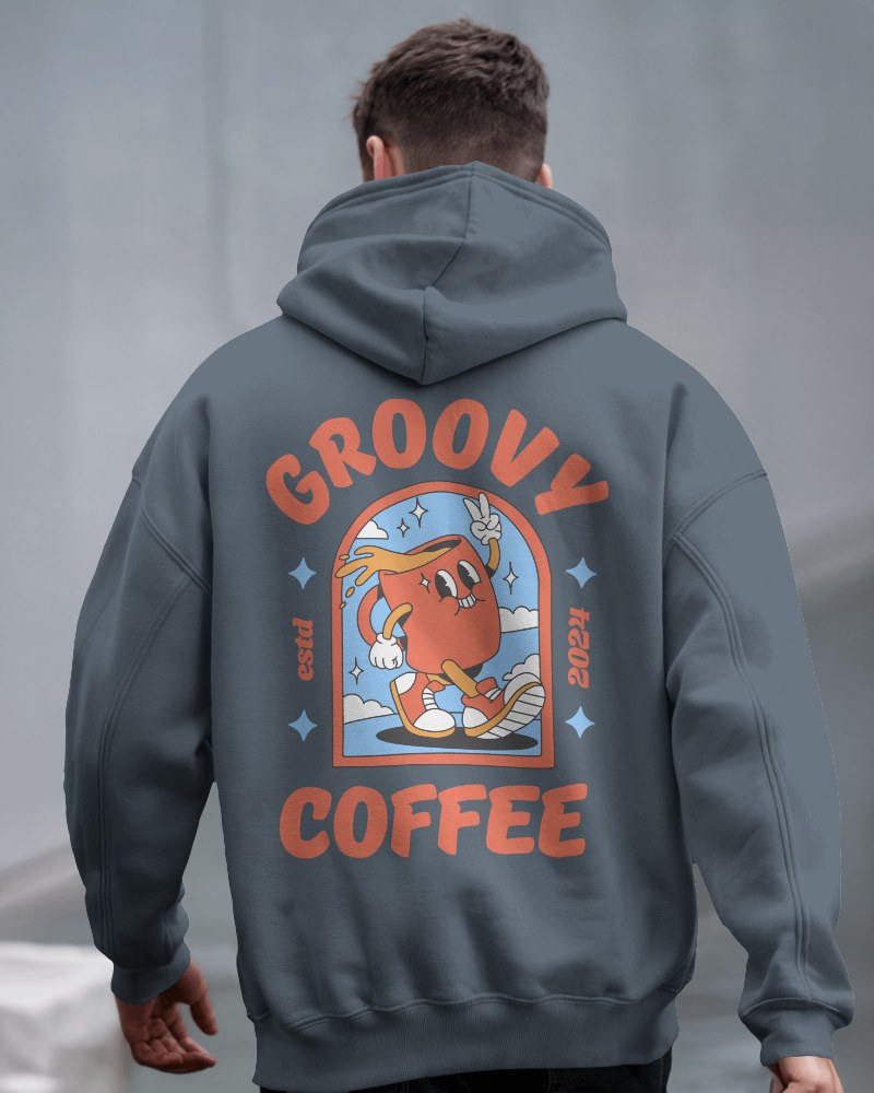 Groovy Coffee Graphic Hoodie Mockup Back Design Retro Inspired Vintage Aesthetic