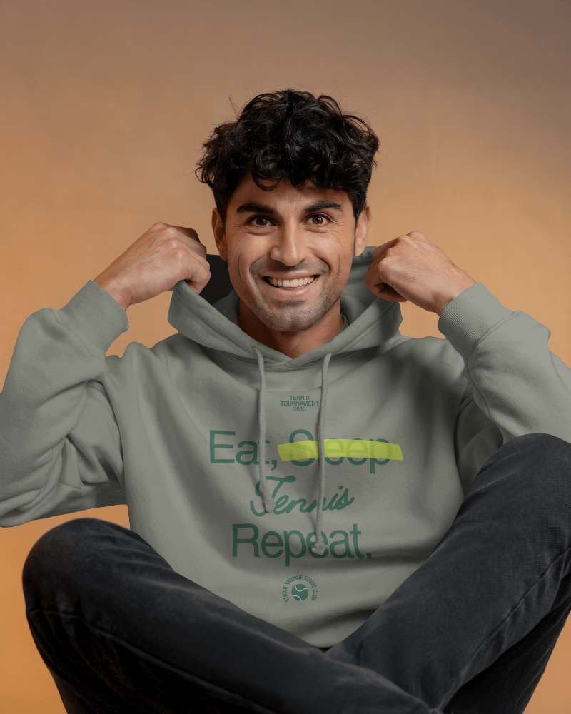 Studio Photoshoot Hoodie Mockup Male Model In Trendy Athleisure Look