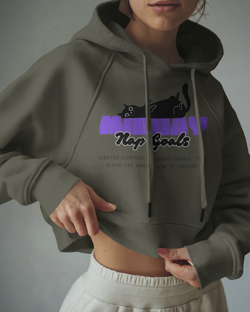 Casual Athleisure Hoodie Mockup Woman In Cropped Sweatshirt And Comfy Joggers