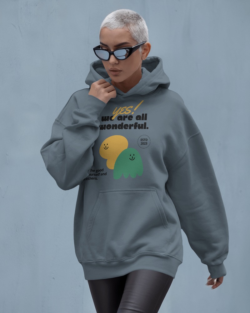 Urban Casual Hoodie Mockup Female Model Sunglasses