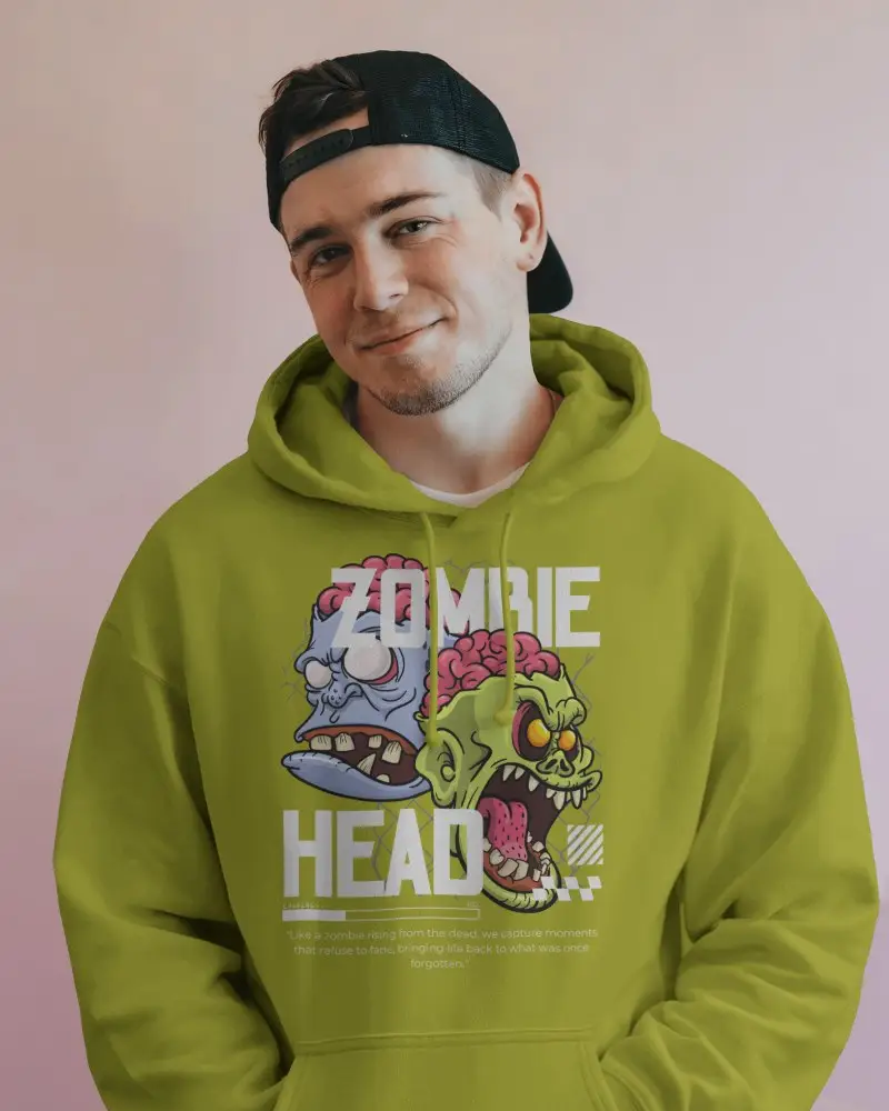 Casual Mens Hoodie Mockup Featuring White Fleece And Modern Streetwear Look With Soft Colored Backdrop