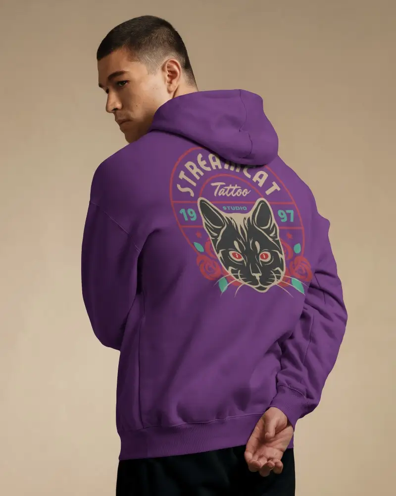 Clean Light Gray Hoodie Mockup Male Model With Hands Behind Back In Soft Studio Lighting