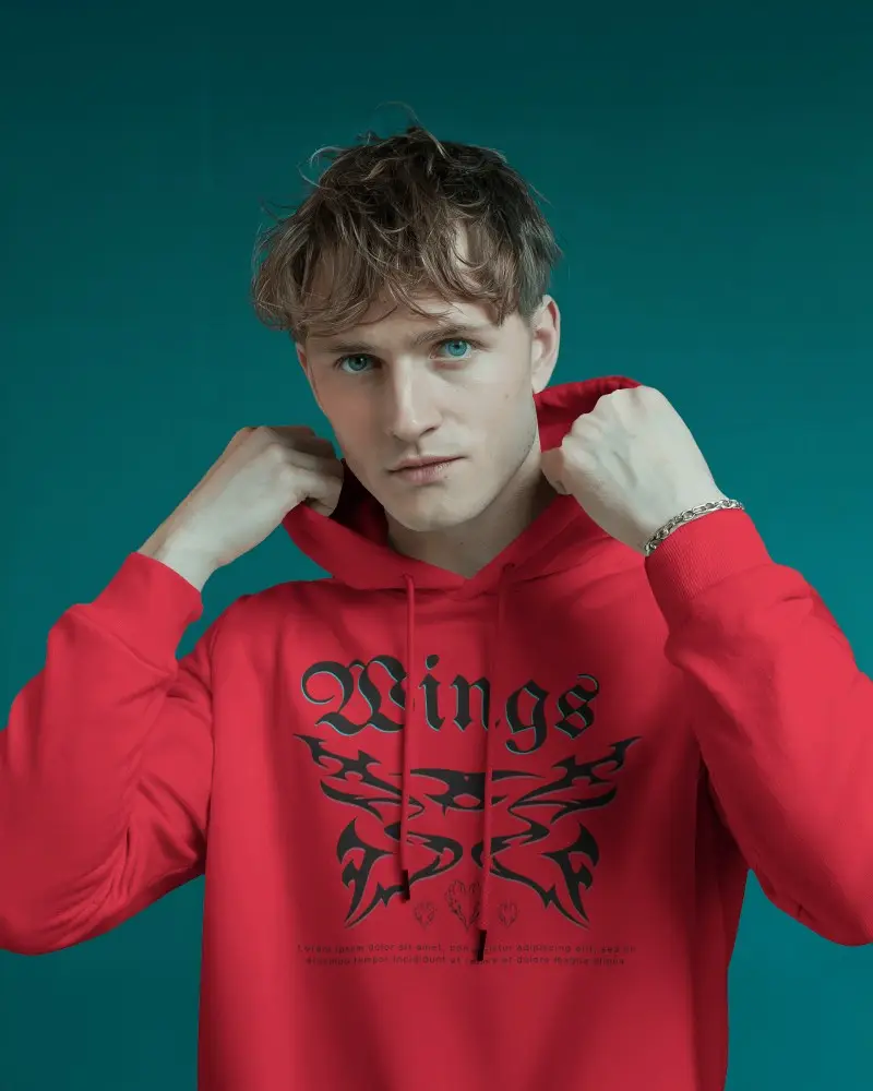 Bold Teal Studio Hoodie Mockup Male Model In Clean Apparel Front Facing Shot