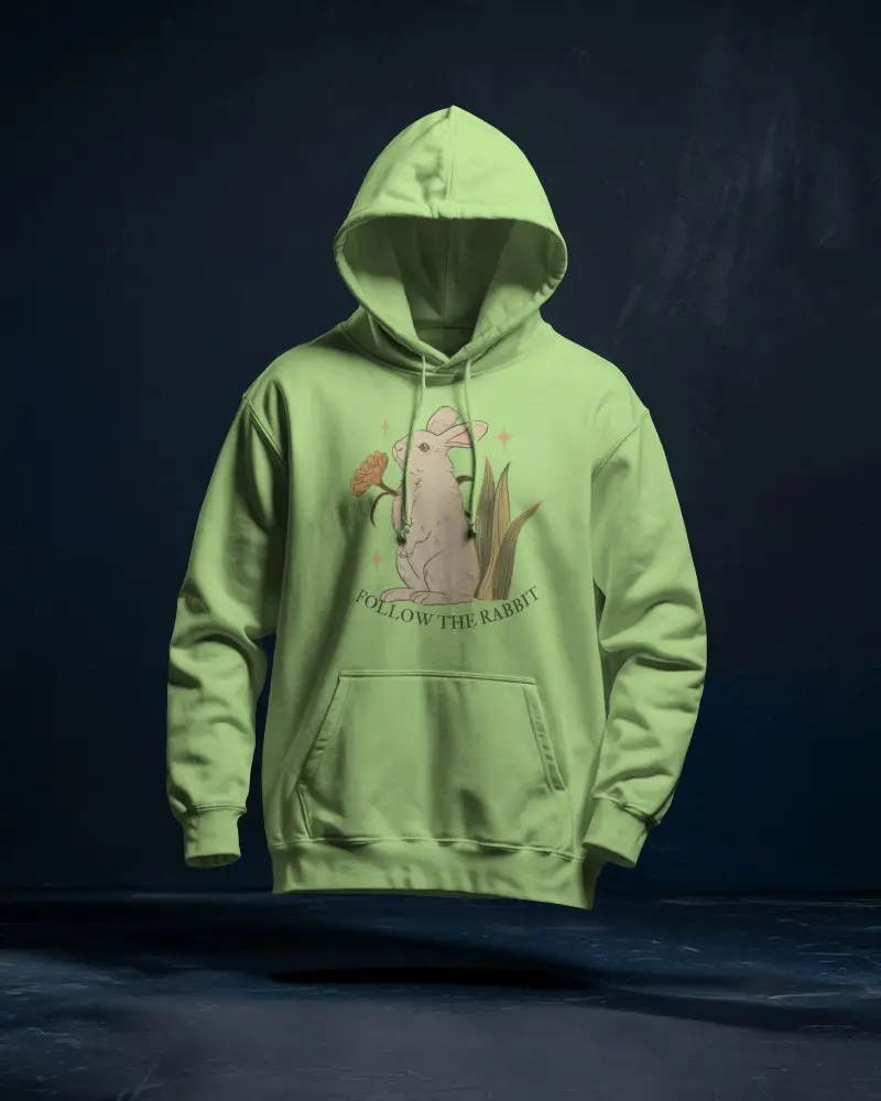 Floating White Hoodie Mockup In Moody Dark Studio With Subtle Texture Perfect For Premium Streetwear Designs