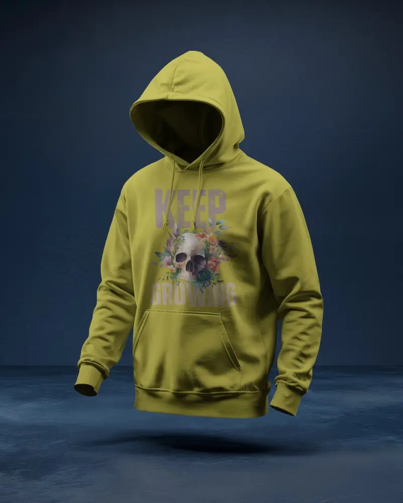 Faceless Hoodie Mockup Ghosted Front Display Against Dark Blue Wall Modern Streetwear Template