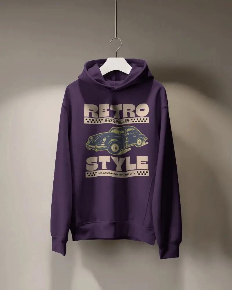 Front Facing Hoodie Mockup On Hanger Soft Shadow Interior Setup Ready For Design Showcase