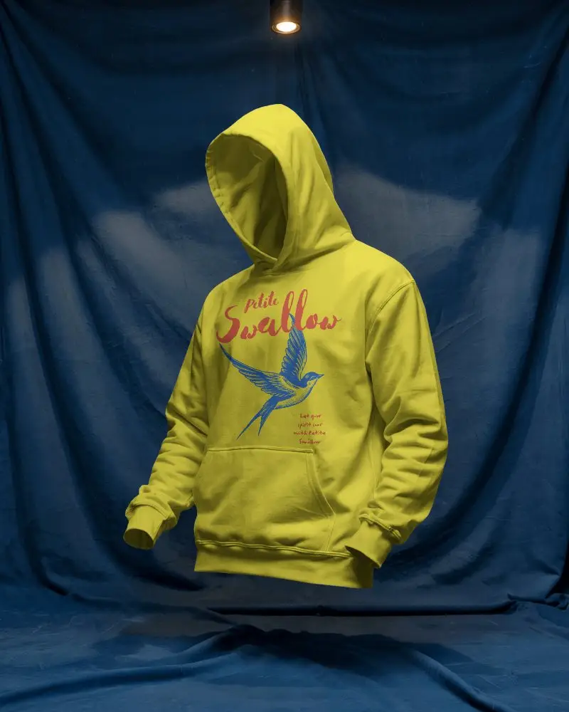 Distressed Denim Hoodie Mockup Male Model Against Chainlink Fence Gritty Urban Rebel Style