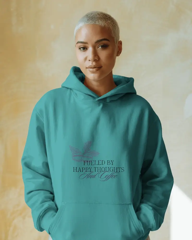 Natural Light Hoodie Mockup Front View Of Confident Female Model With Short Hair Against Textured Wall 0531
