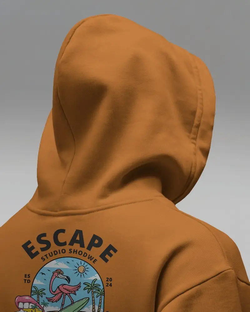 White Hoodie Mockup Back With Hood Up Detailed