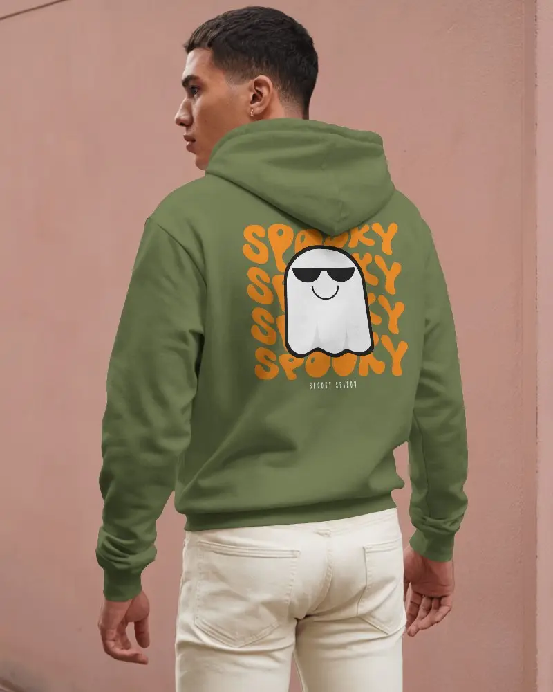 Casual Streetwear Hoodie Mockup Presented By Stylish Male Model Against Pastel Background