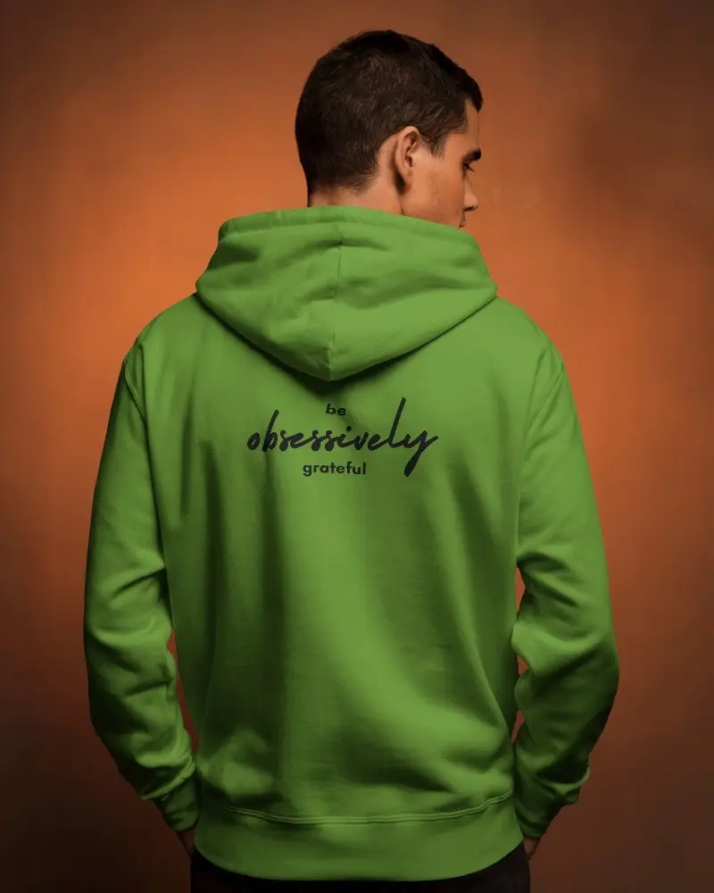Back View White Hoodie Mockup On Man Against Orange Background