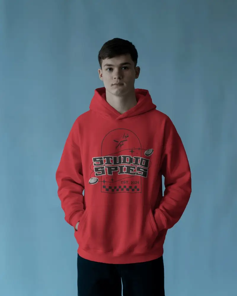 White Hoodie Front View On Teen Mockup Template