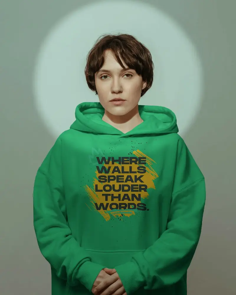 Custom White Hoodie On Woman Front View Mockup