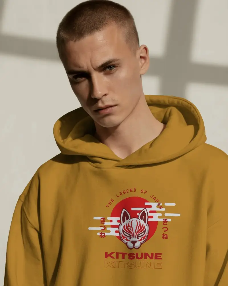 White Hoodie Mockup On Male Model With Buzz Cut In Hard Light Ideal For Bold Streetwear Branding
