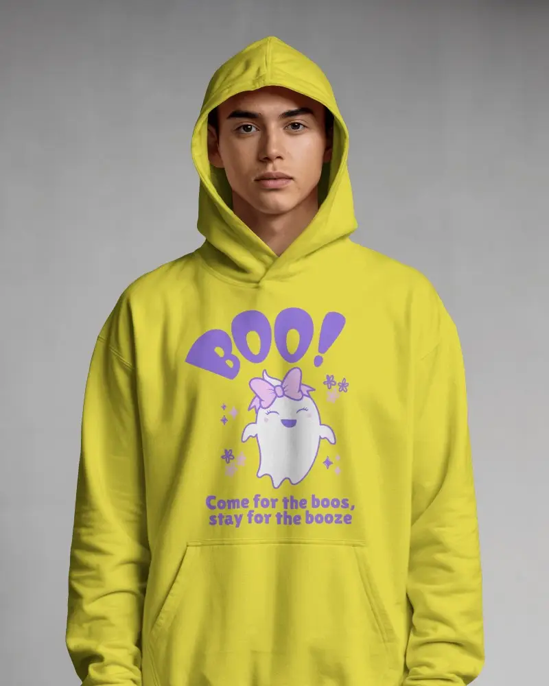 Minimalist Hoodie Mockup Male Model Standing Straight With Hood Up In Soft Light